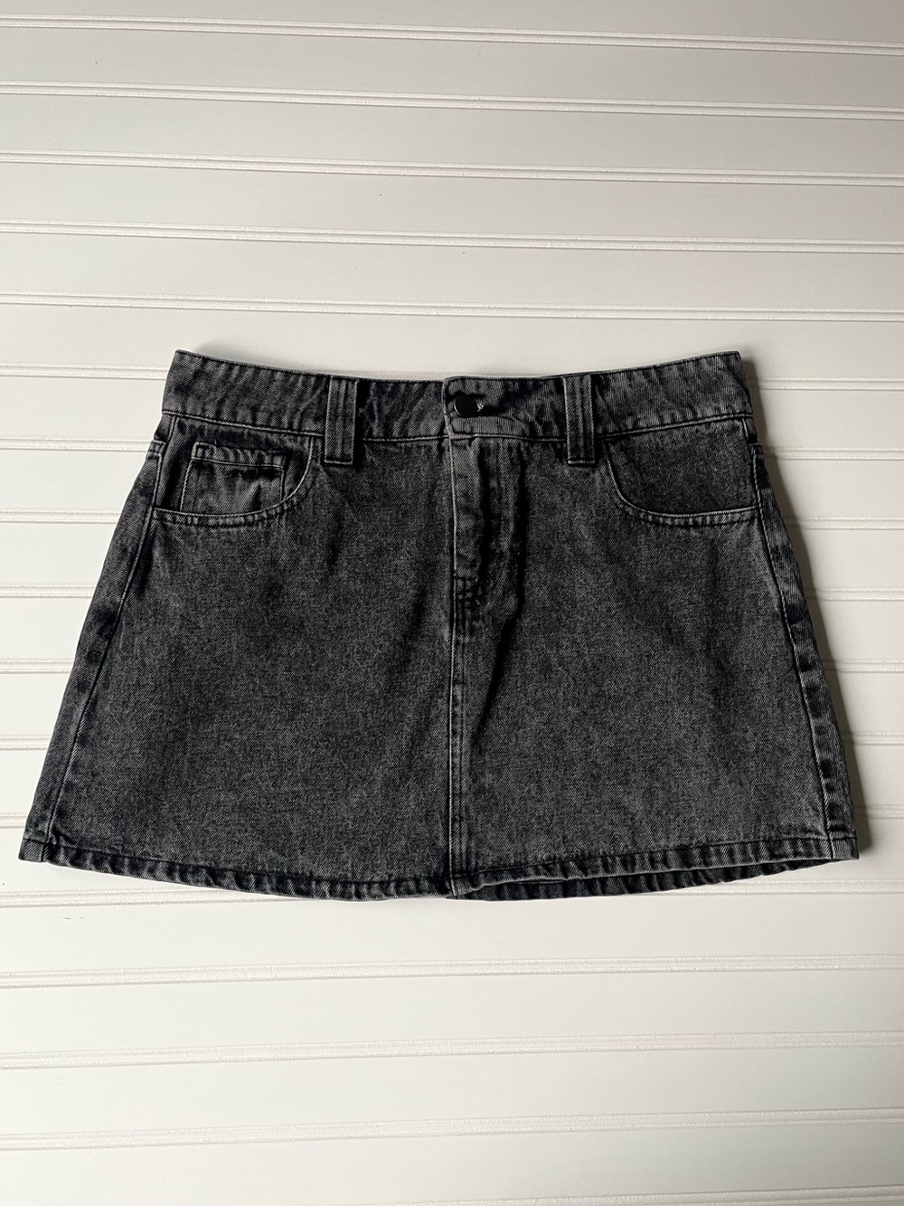 Altar'd State Washed Black Denim Mini Skirt Sz Large 90s Grunge Alt Punk Campus